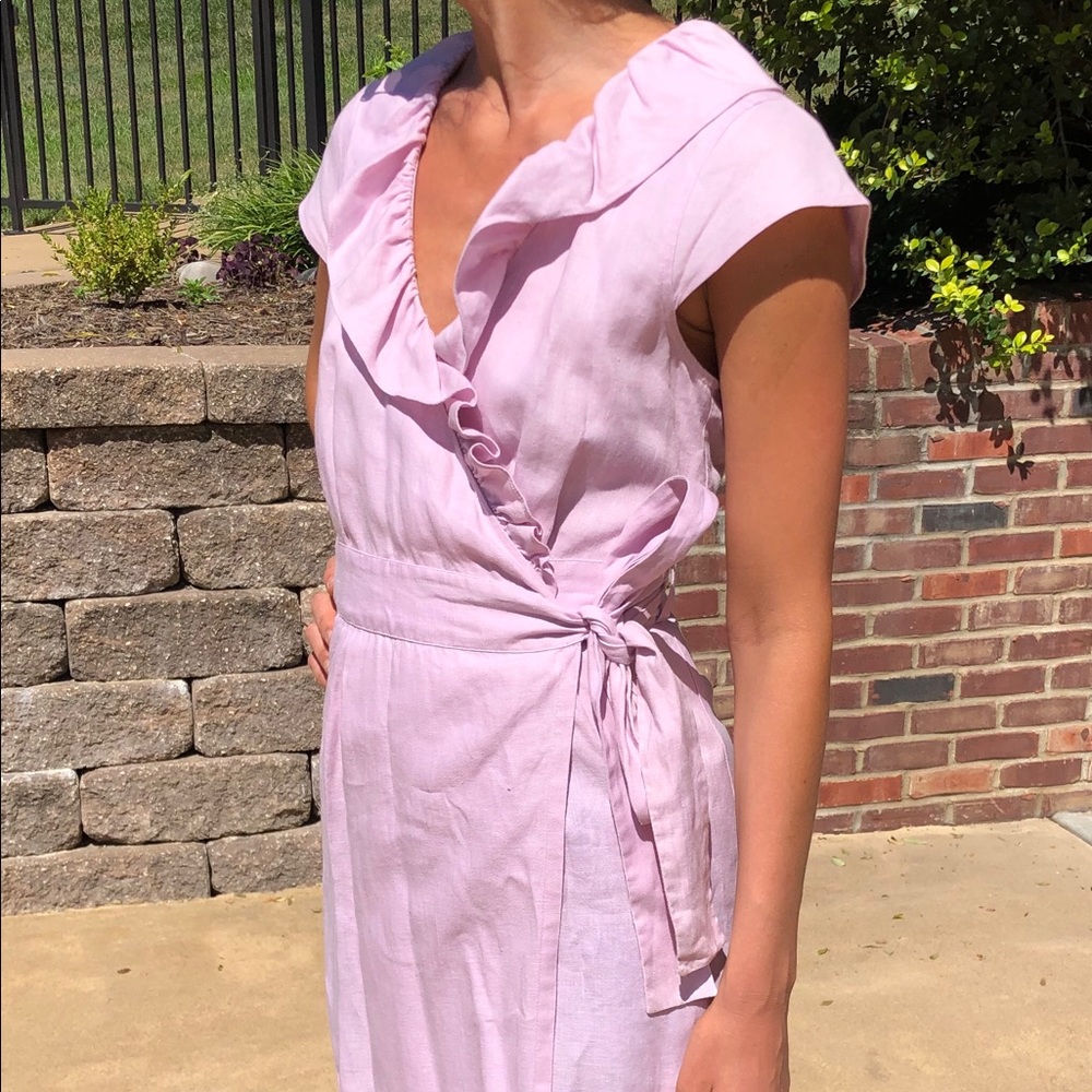 J.CREW Tie Waist Linen Wrap Dress